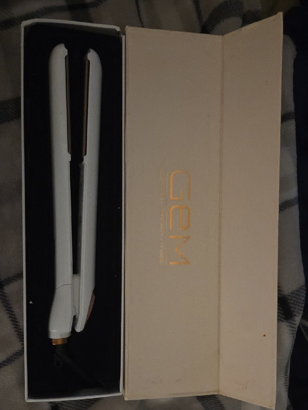 White GEM Hair Straightener Flat Iron